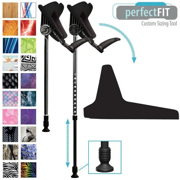 smartCRUTCH Picture, Sample of Designs and perfectFIT Logo