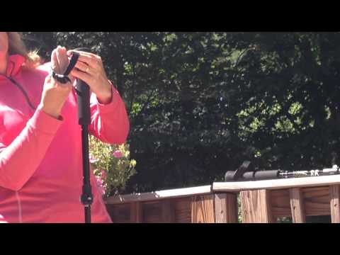 PRO Collapsible Trekking - Hiking - Walking Poles - pair w- GoPro Camera Mount, flip locks, and rubber feet