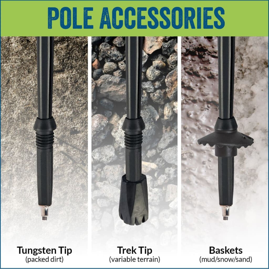 Beach & Street Walking Poles - Shells Design - Choice of Grips - 2 poles Tips Bag - For Heights up