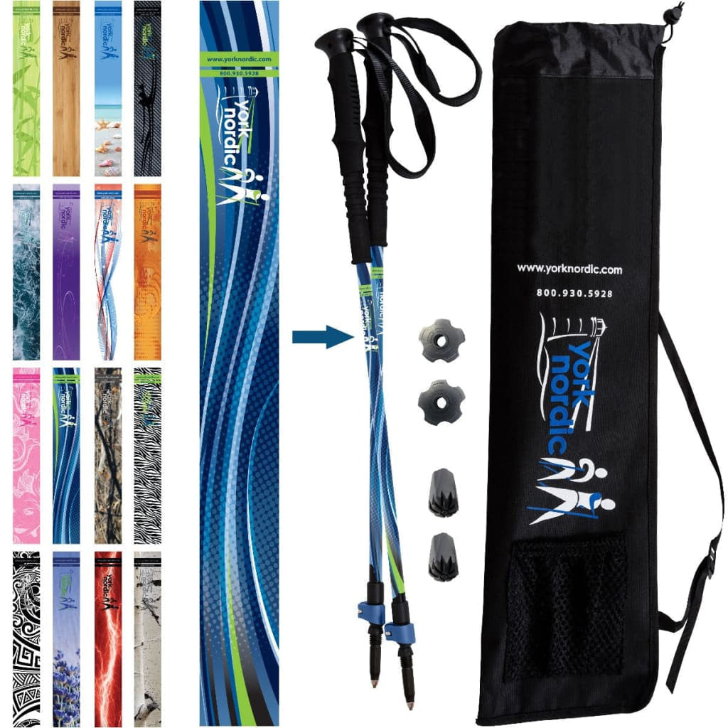 Blue Breeze Hiking & Walking Poles w - flip locks detachable feet and travel bag - pair