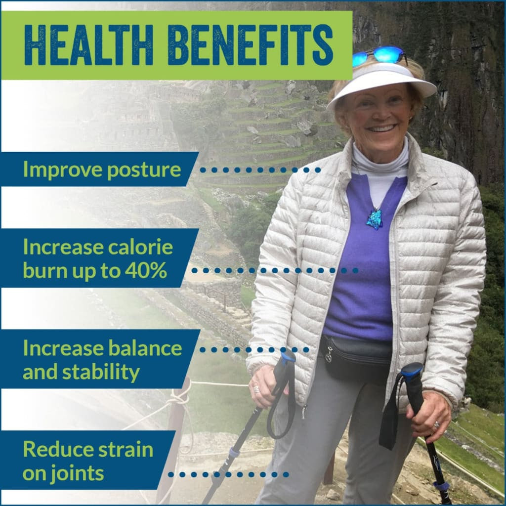 Blue Breeze Hiking & Walking Poles w-flip locks detachable feet and travel bag - pair - For Heights