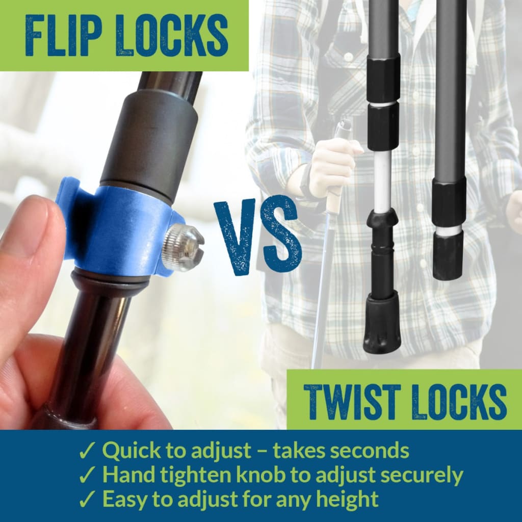 Dragon Scales Hiking & Walking Poles w-flip locks detachable feet and travel bag - pair