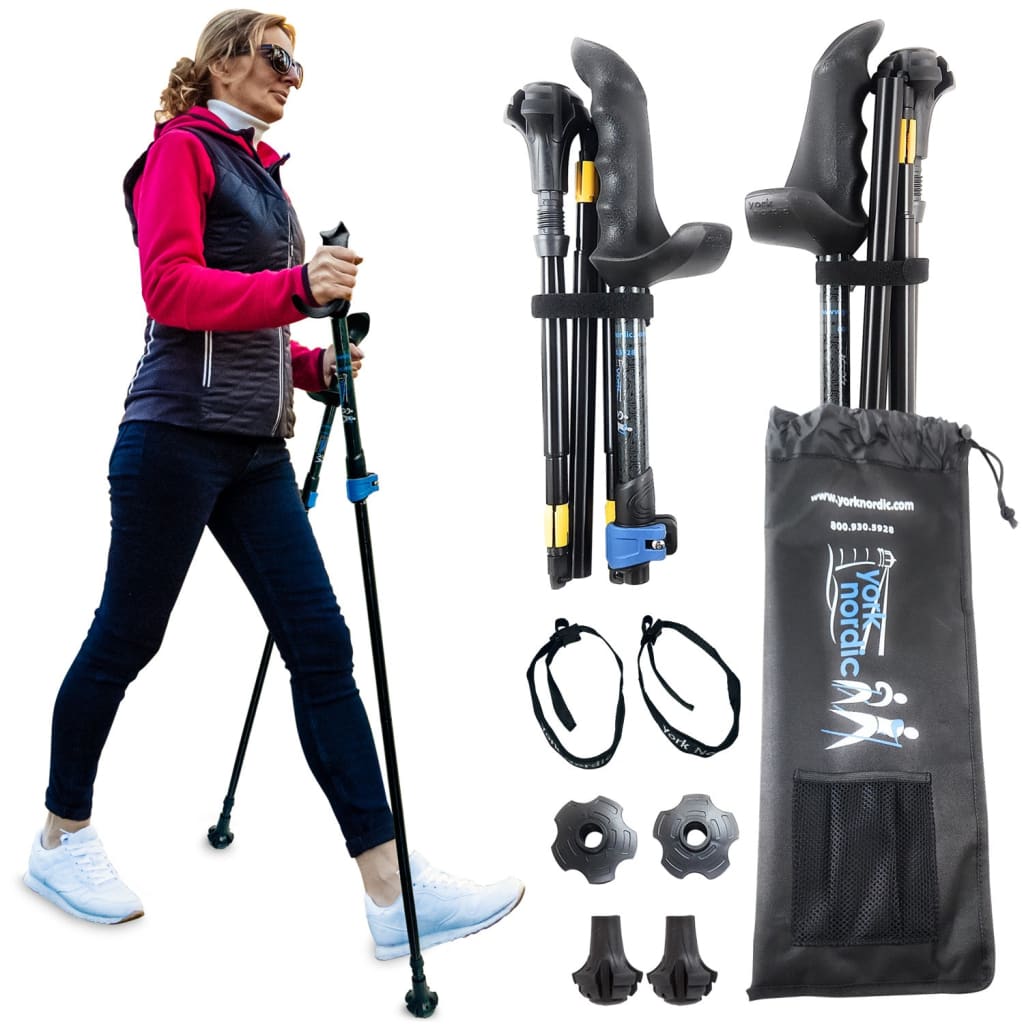 Motivator Folding Travel Poles for Balance and Rehab - Patented Stability Grips - Lightweight