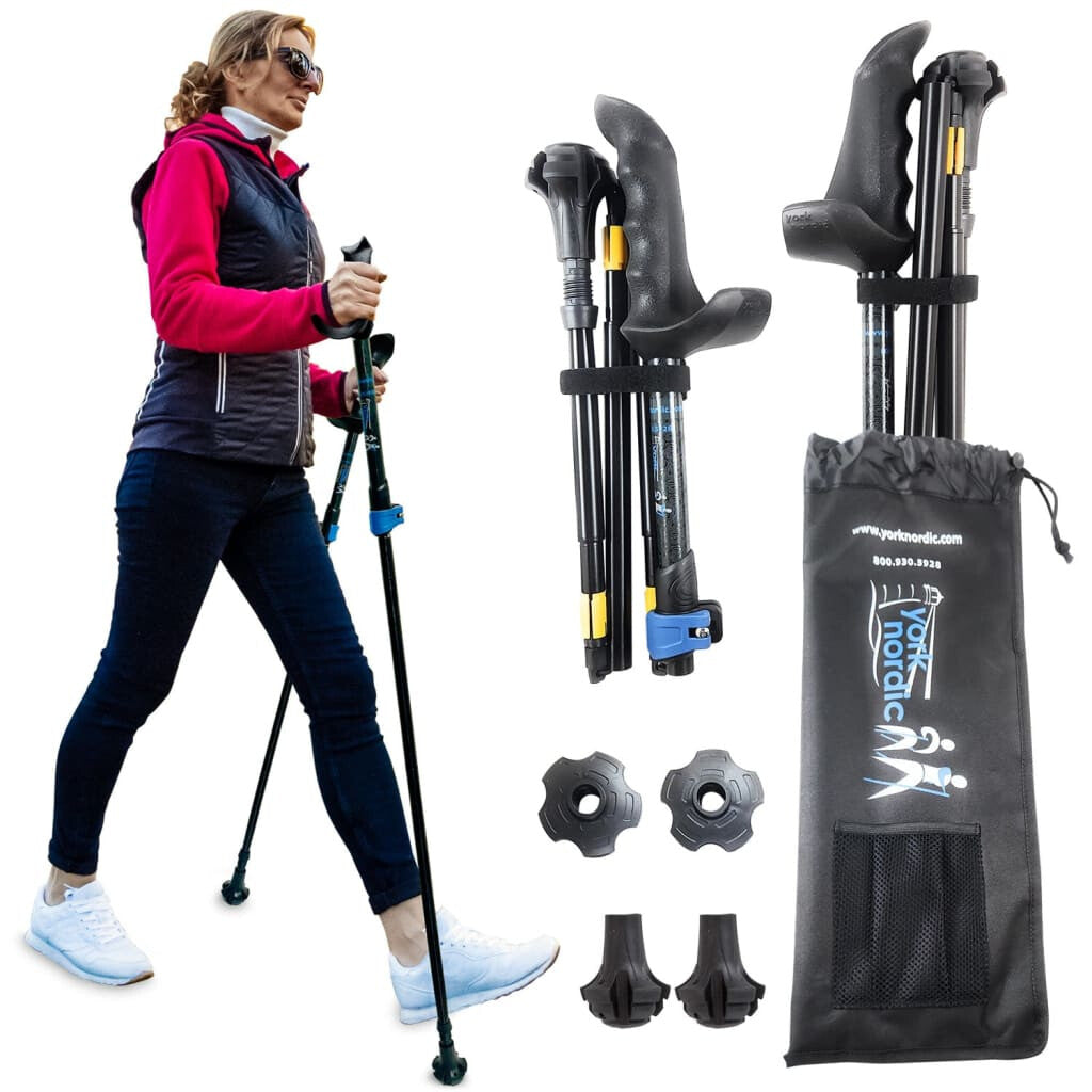 Motivator Folding Travel Poles for Balance and Rehab - Patented Stability Grips - Lightweight