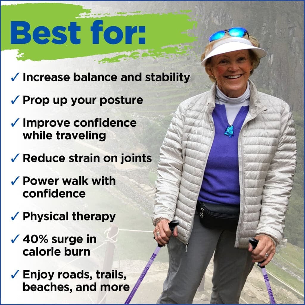 Motivator Folding Travel Poles for Balance and Rehab - Patented Stability Grips - Lightweight