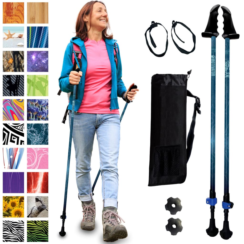 Motivator Walking Poles for Balance and Rehab - Patented Stability Grips - Lightweight Adjustable