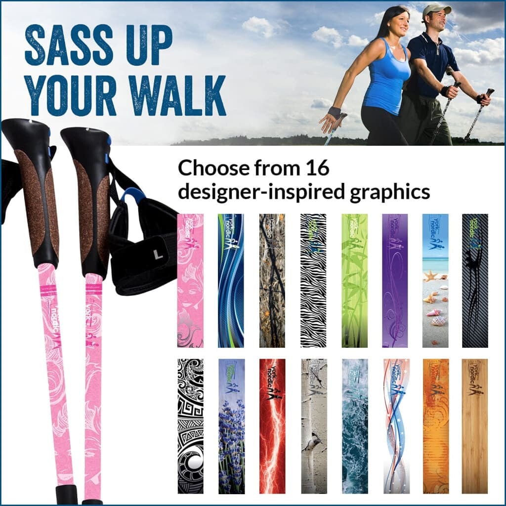 Ocean Design - Adjustable Walking Poles w-Rubber Feet and Travel Bag - Great for Hiking