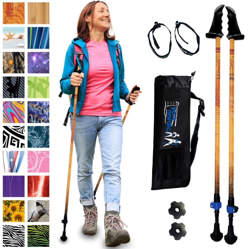 Orange Autumn Trekking Poles - 2 pack with detachable feet and travel bag - For Heights up to 6’2”