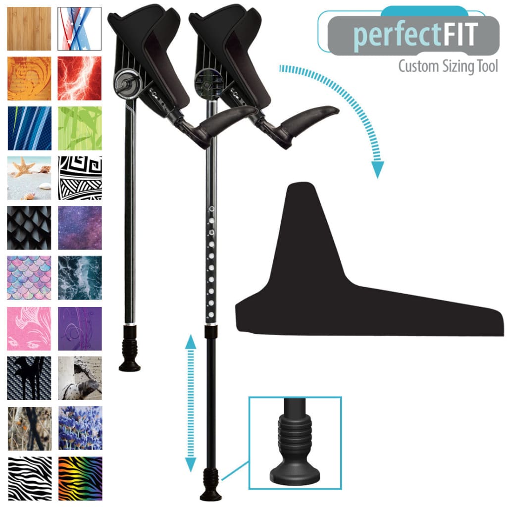 ’Single’ Forearm Crutch by smartCRUTCH - ’perfectFIT’ Choose Your Color Tell