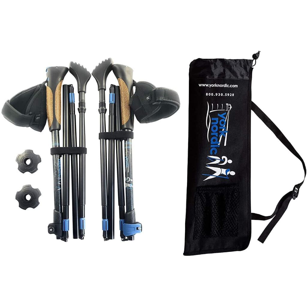 Travel Folding Walking & Hiking Poles - 13.5 in with Rubber Feet Baskets and Bag - Available 3
