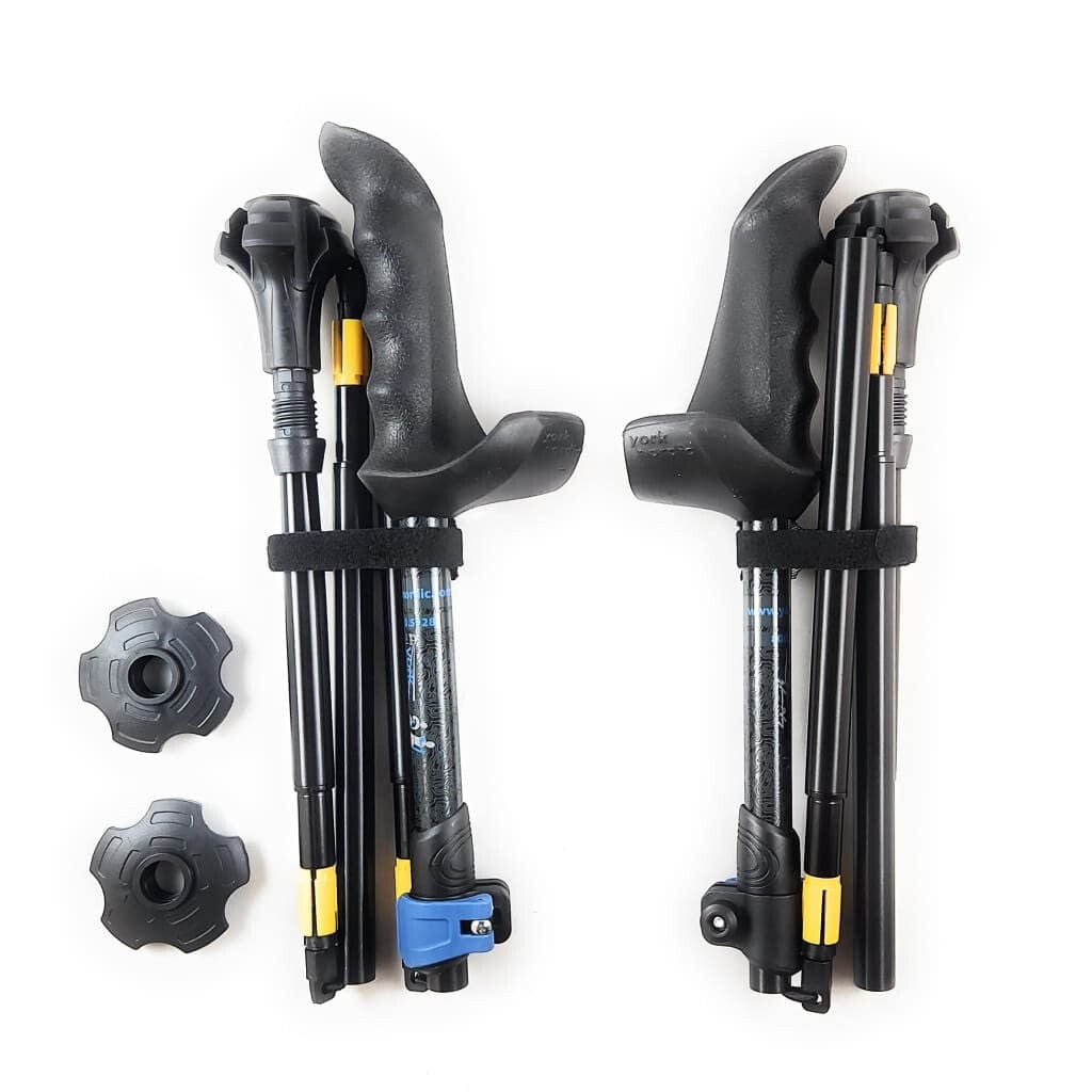 Travel Folding Walking & Hiking Poles - 13.5 in with Rubber Feet Baskets and Bag - Available 3