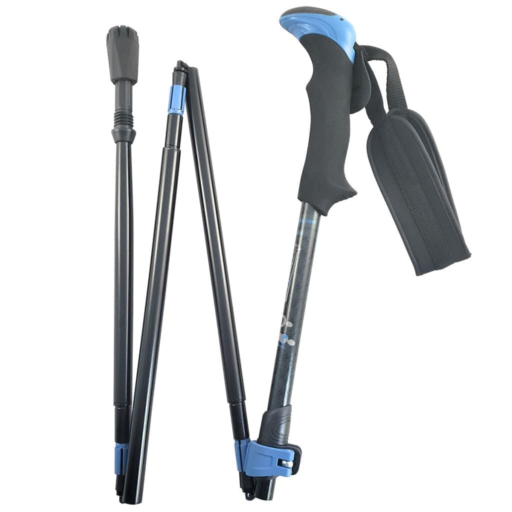 Travel Folding Walking & Hiking Poles - 13.5 in with Rubber Feet Baskets and Bag - Available 3