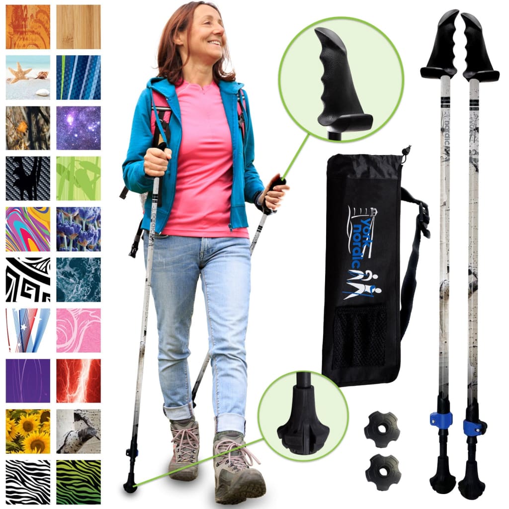 White Birch Design Hiking - Walking Poles 2 pieces adjustable w - flip locks detachable feet