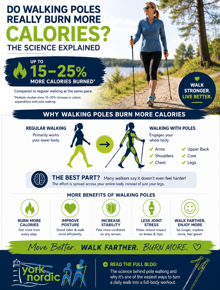 Burn More Calories with Walking Poles Infographic