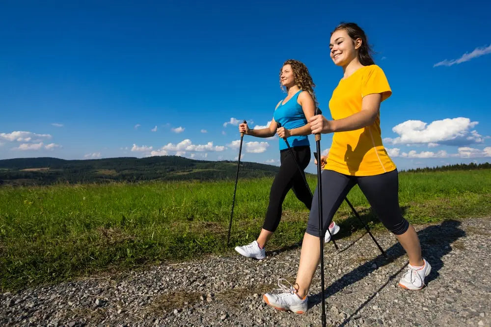 Two Women Nordic Walking