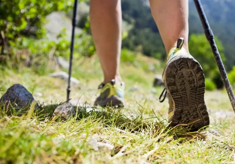 Person's lower legs while pole walking