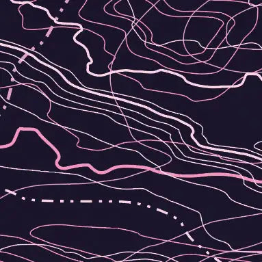 A navy blue fabric adorned with delicate pink and white topographic line patterns.