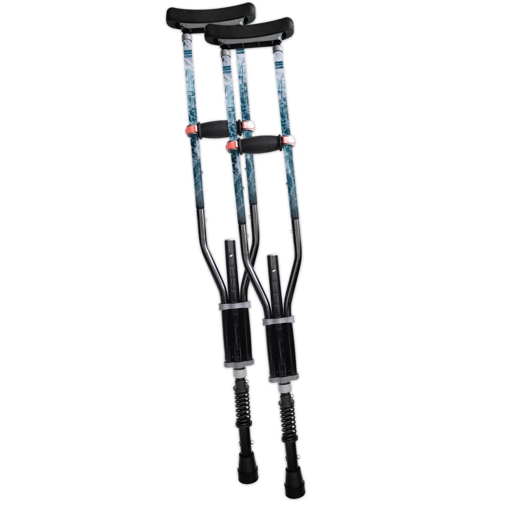Adjustable Spring Cushion Crutches Perfect for Sports Injuries and Travel - Heights 4’7’’ to 6’6’’