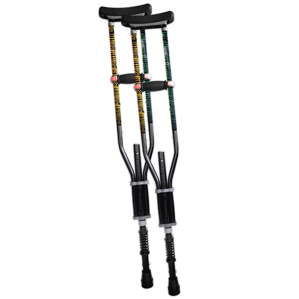 Adjustable Spring Cushion Crutches Perfect for Sports Injuries and Travel - Heights 4’7’’ to 6’6’’
