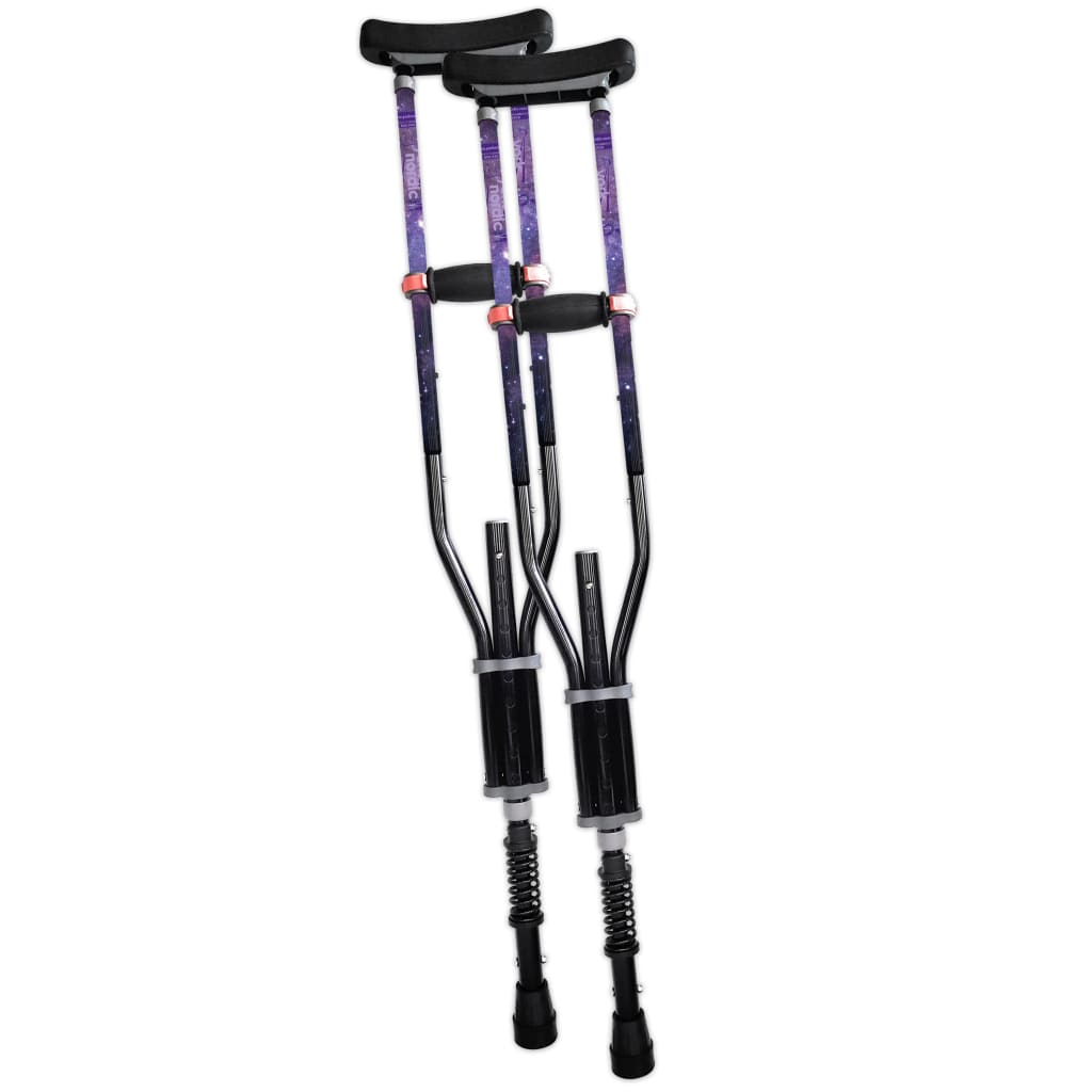 Adjustable Spring Cushion Crutches Perfect for Sports Injuries and Travel - Heights 4’7’’ to 6’6’’