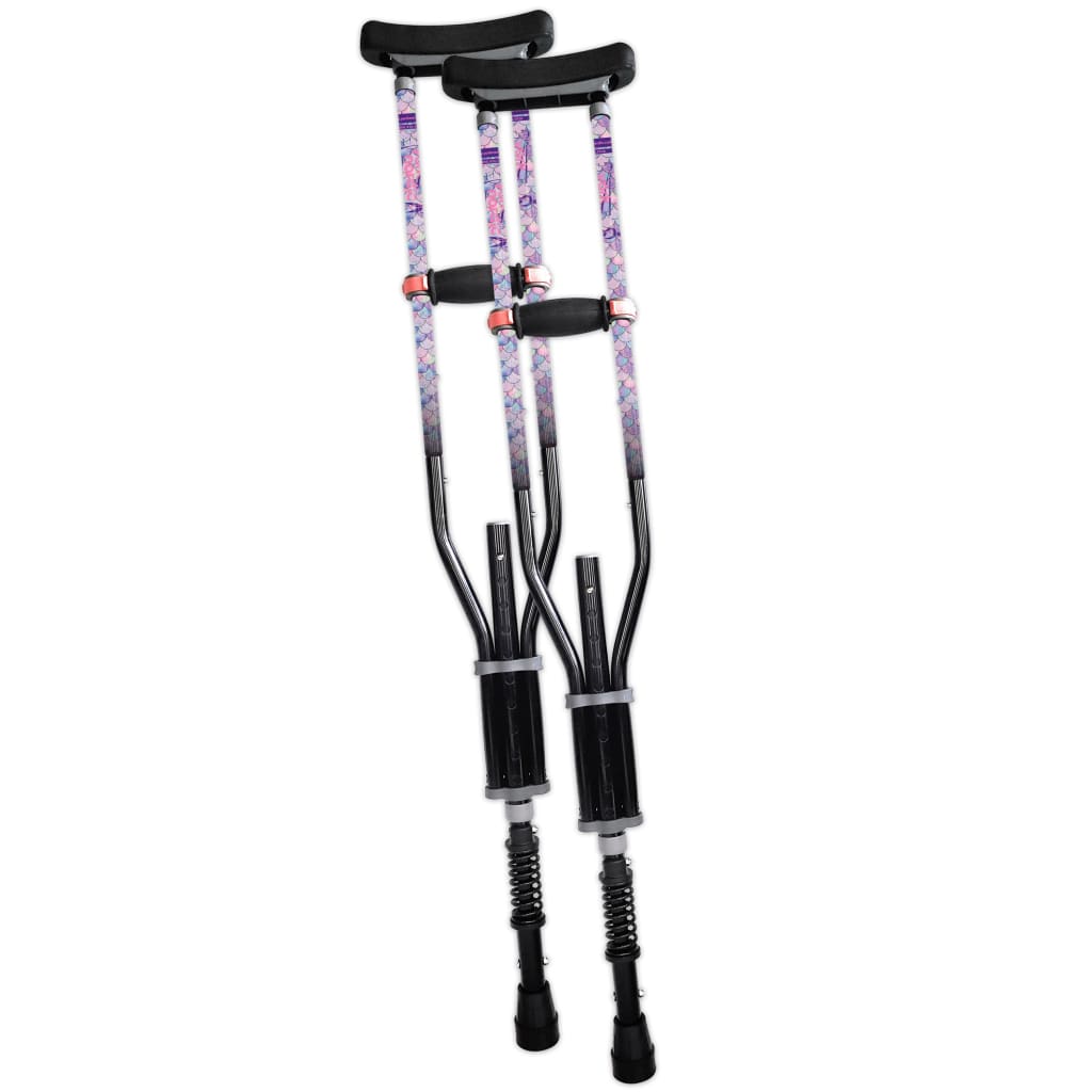 Adjustable Spring Cushion Crutches Perfect for Sports Injuries and Travel - Heights 4’7’’ to 6’6’’