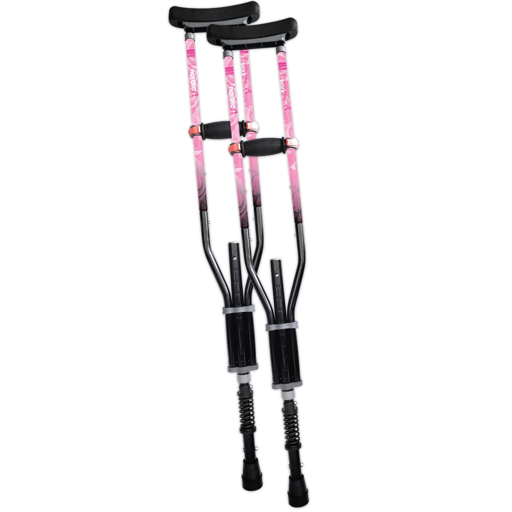 Adjustable Spring Cushion Crutches Perfect for Sports Injuries and Travel - Heights 4’7’’ to 6’6’’