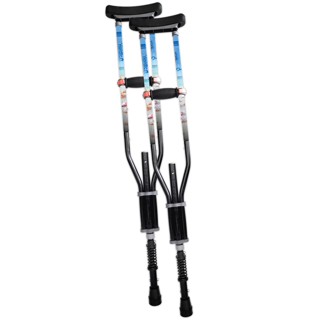 Adjustable Spring Cushion Crutches Perfect for Sports Injuries and Travel - Heights 4’7’’ to 6’6’’