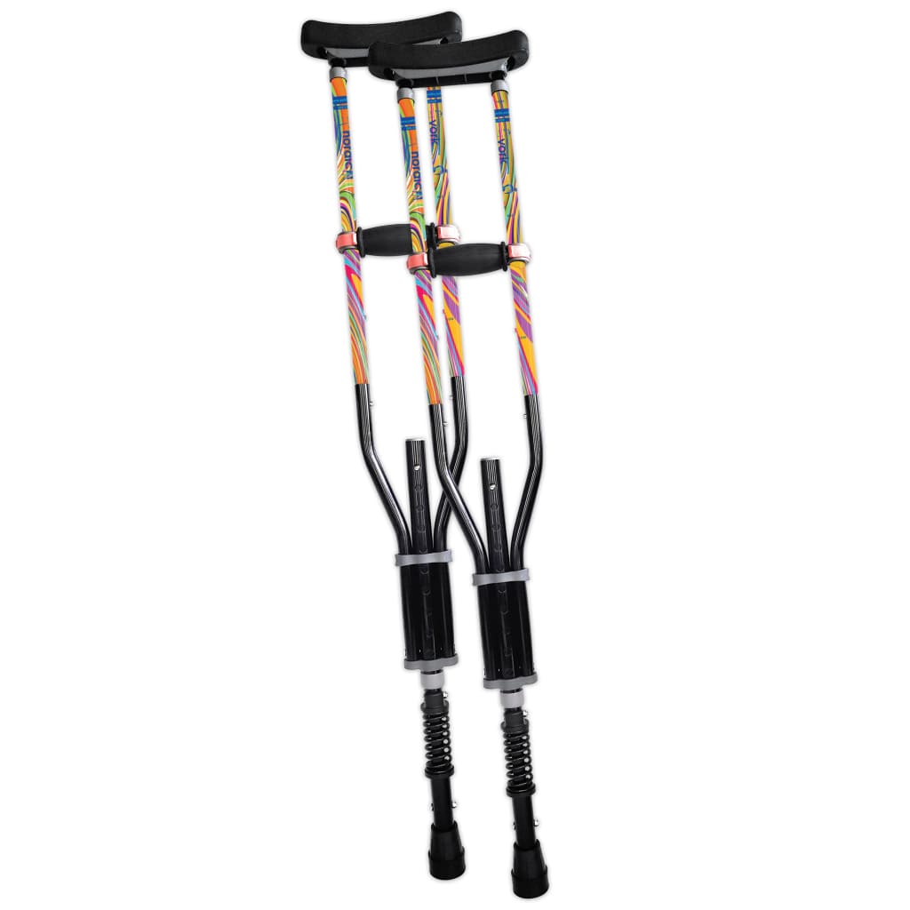 Adjustable Spring Cushion Crutches Perfect for Sports Injuries and Travel - Heights 4’7’’ to 6’6’’