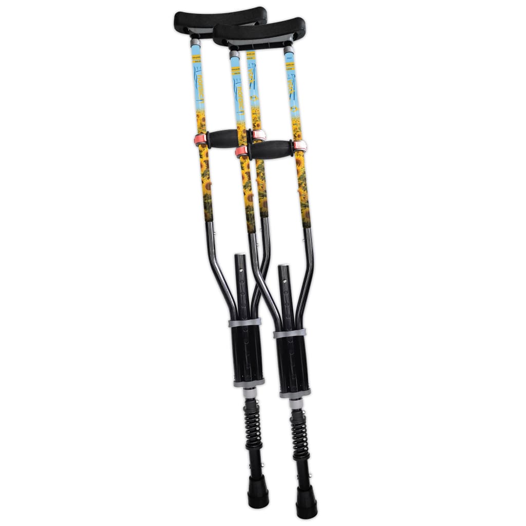 Adjustable Spring Cushion Crutches Perfect for Sports Injuries and Travel - Heights 4’7’’ to 6’6’’