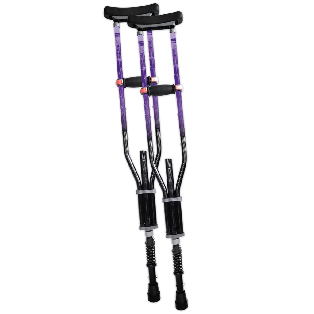 Adjustable Spring Cushion Crutches Perfect for Sports Injuries and Travel - Heights 4’7’’ to 6’6’’