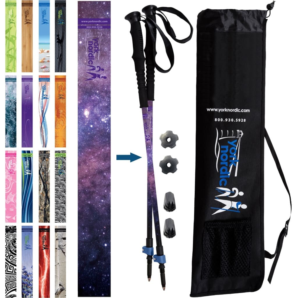 Official Casual Trek Hiking & Walking Poles - Hiking/Trekking Grip w-flip locks detachable feet