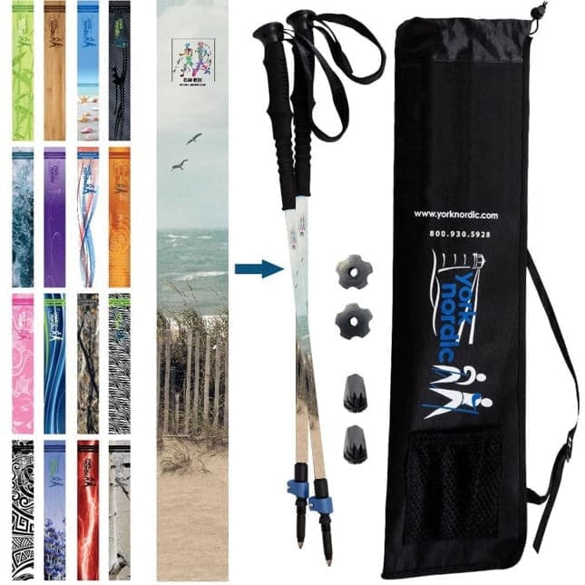 Official Casual Trek Hiking & Walking Poles - Hiking/Trekking Grip w-flip locks detachable feet