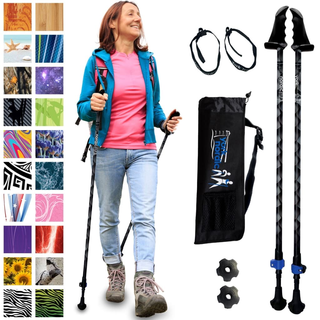 Dragon Scales Hiking & Walking Poles w-flip locks detachable feet and travel bag - pair