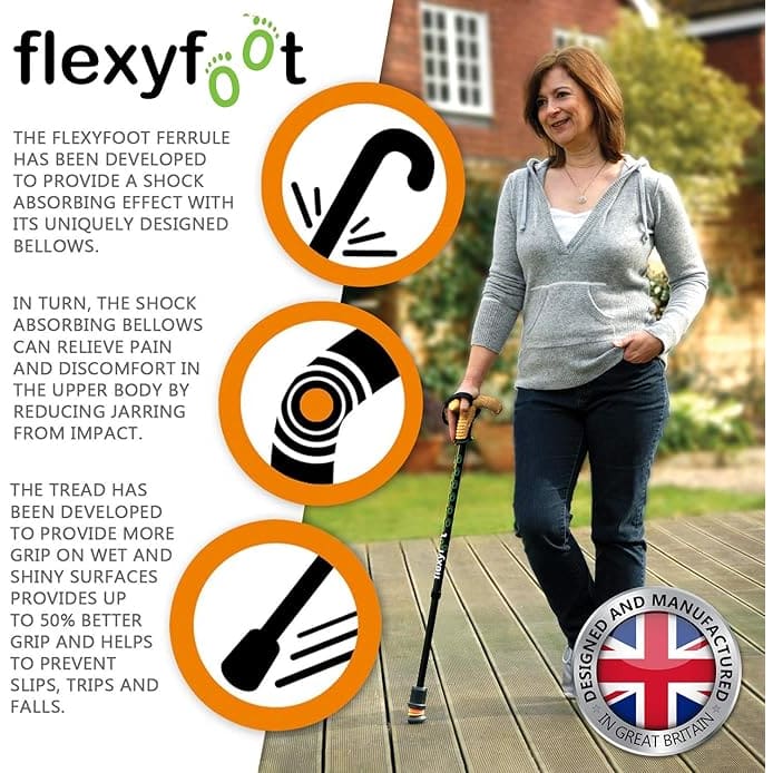 Flexyfoot Shock Absorbing Crutch and Walking Pole Ferrules - Fits Motivator Super Duty smartCRUTCH