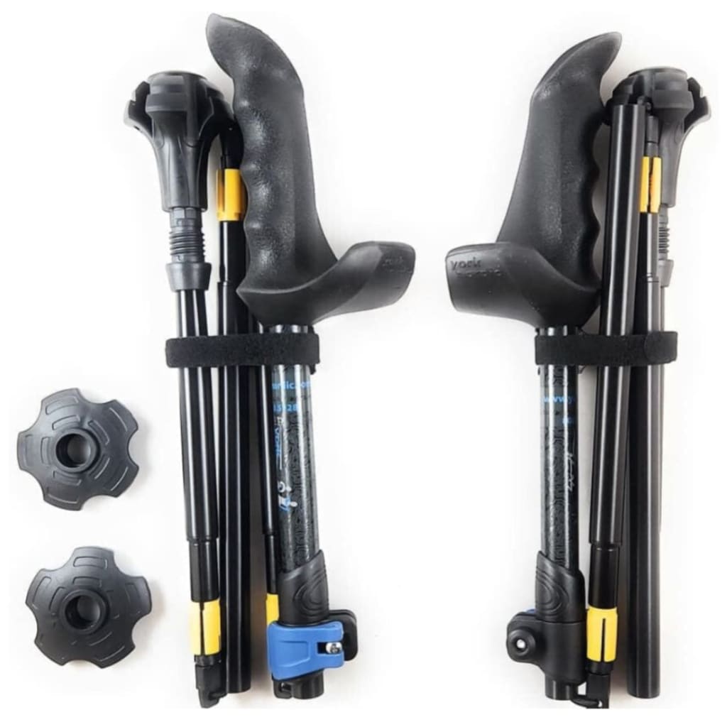 Folding Travel Walking Poles Gift Set - Collapsible Training Videos Pedometer Bag and Accessories