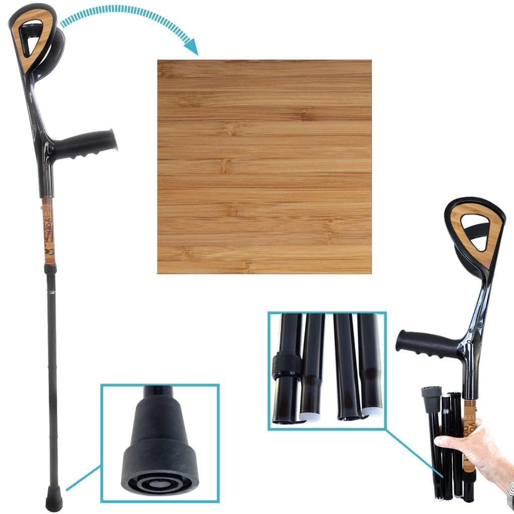 Folding Traveler Forearm Crutches (Sold as a PAIR) - 5’4’ to 5’8’ / Bamboo