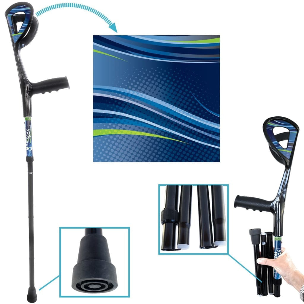 Folding Traveler Forearm Crutches (Sold as a PAIR) - 5’4’ to 5’8’ / Blue Sky