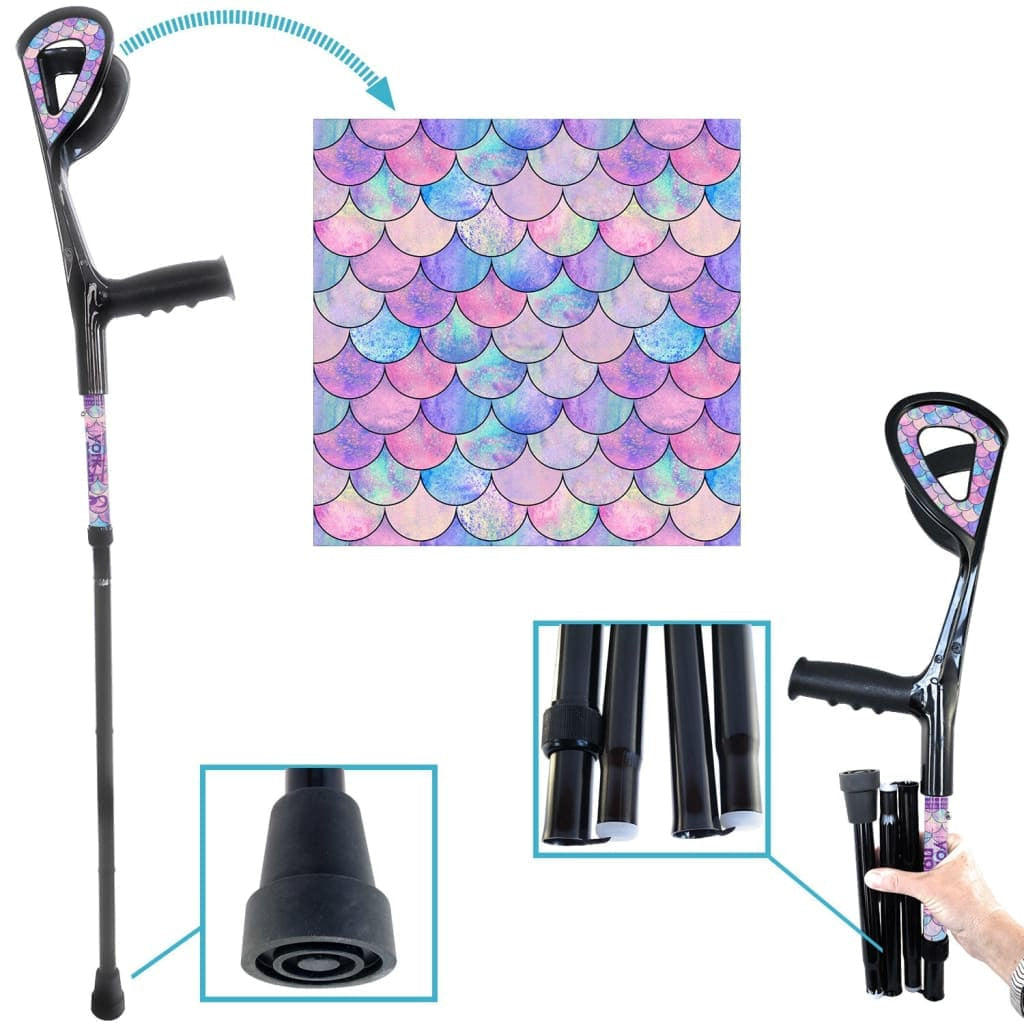 Folding Traveler Forearm Crutches (Sold as a PAIR) - 5’4’ to 5’8’ / Mermaid Scales