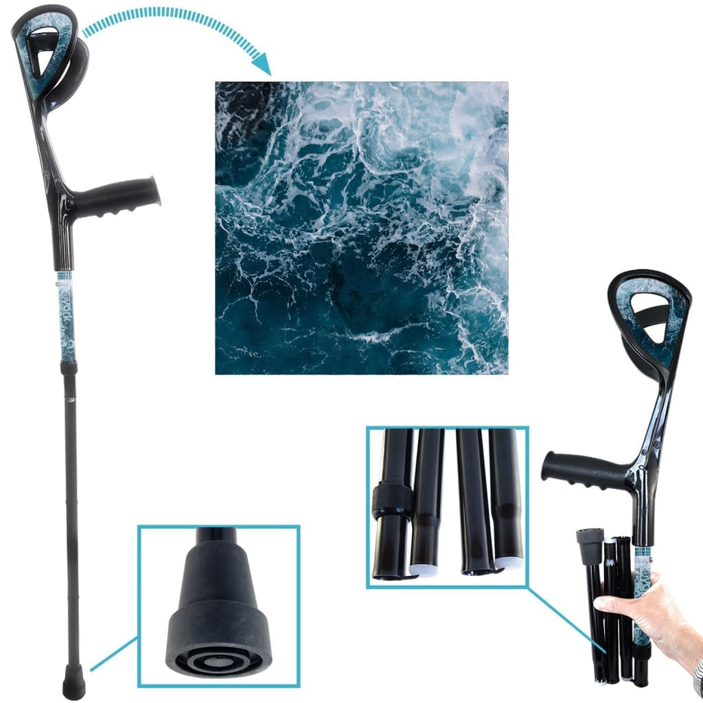 Folding Traveler Forearm Crutches (Sold as a PAIR) - 5’4’ to 5’8’ / Ocean