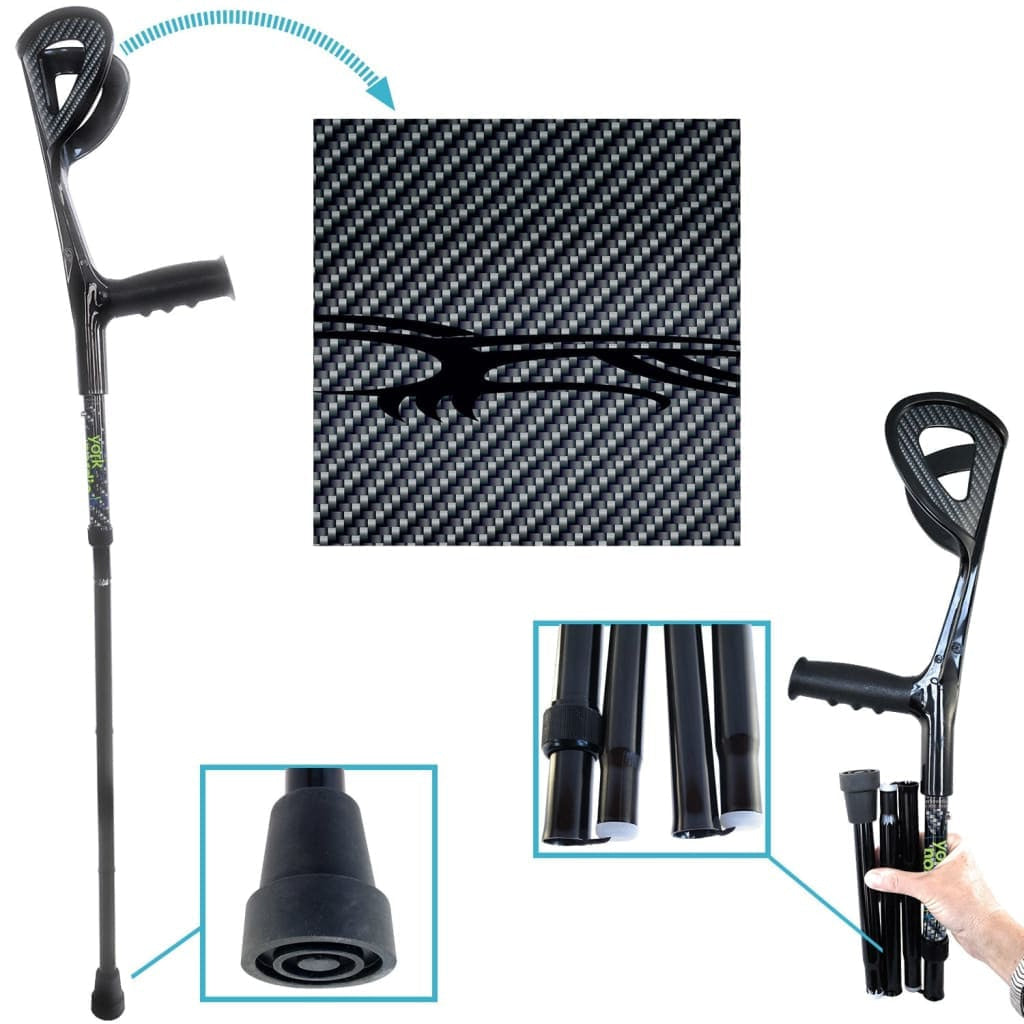 Folding Traveler Forearm Crutches (Sold as a PAIR) - 5’4’ to 5’8’ / Toughen Up