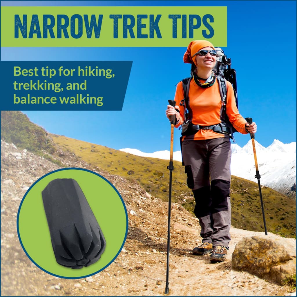Four Pack of Extra Durable Rubber Replacement Narrow Profile Trekking Tips (Replacement Feet - Paws