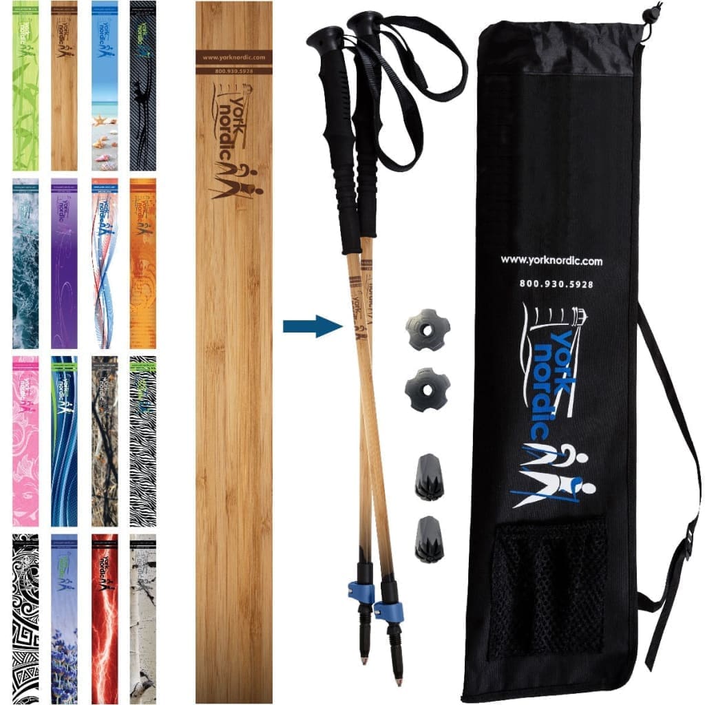 Healthy Aging Physical Therapy Walking Poles - Bamboo Design - Motivator Grip - 2 Tips & Bag