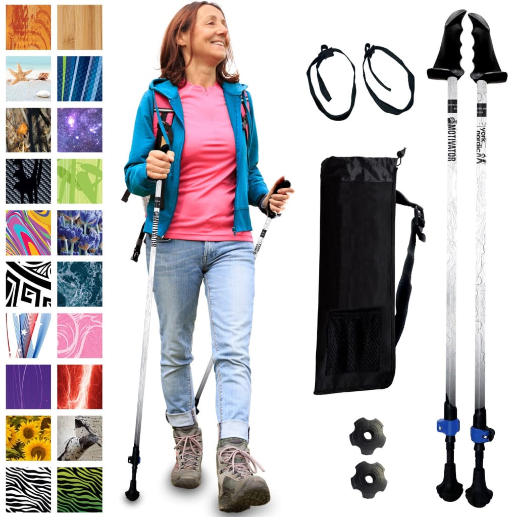 Motivator Journey Series Walking Poles for Weight Loss - Patented Stability Grips - Lightweight