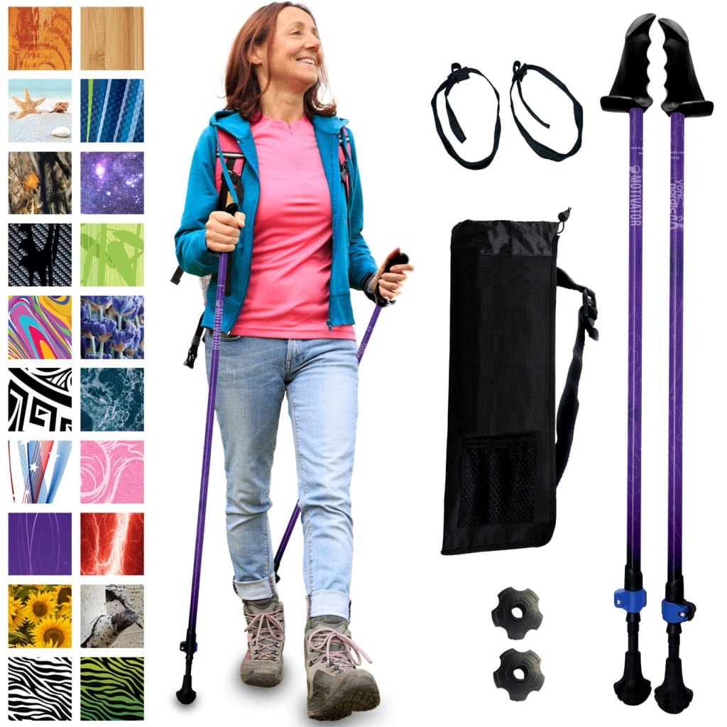 Motivator Journey Series Walking Poles for Weight Loss - Patented Stability Grips - Lightweight