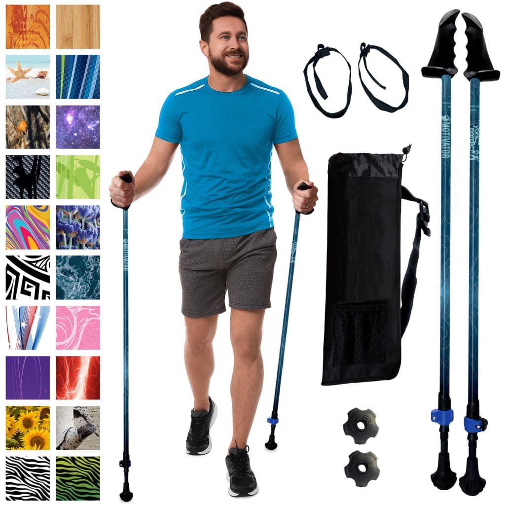 Motivator Journey Series Walking Poles for Weight Loss - Patented Stability Grips - Lightweight
