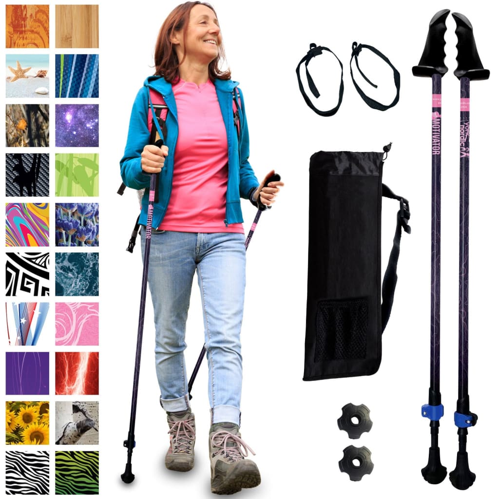 Motivator Journey Series Walking Poles for Weight Loss - Patented Stability Grips - Lightweight