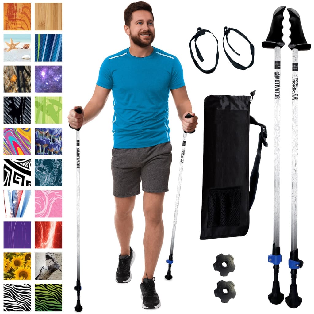 Motivator Walking Poles for Balance and Rehab - Patented Stability Grips - Lightweight Adjustable
