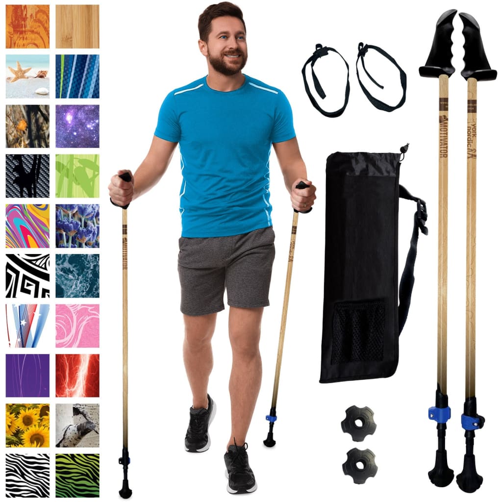 Motivator Walking Poles for Balance and Rehab - Patented Stability Grips - Lightweight Adjustable