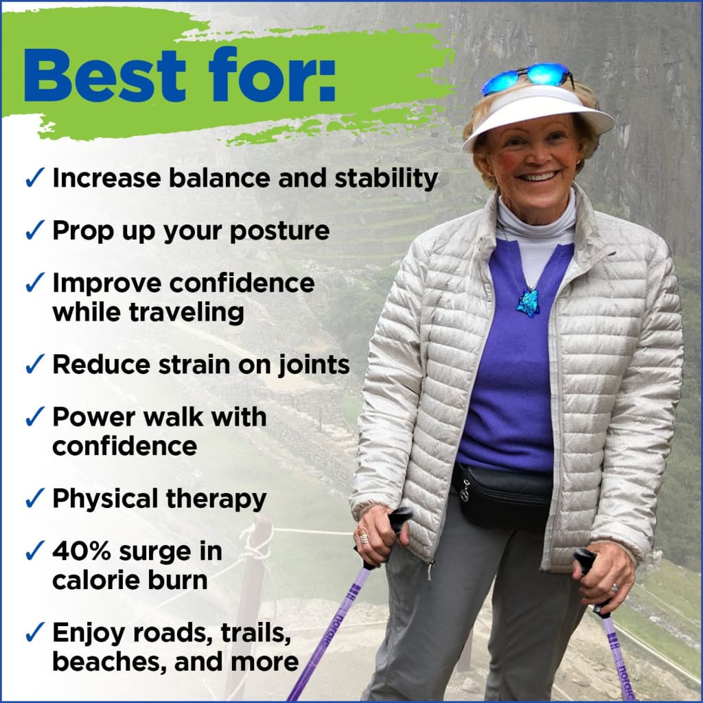 Motivator Walking Poles for Balance and Rehab - Patented Stability Grips Lightweight Adjustable