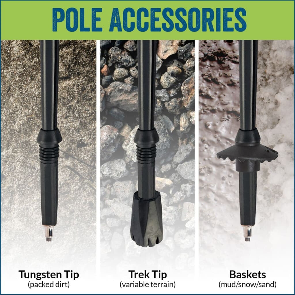 Ocean Design - Adjustable Walking Poles w-Rubber Feet and Travel Bag Great for Hiking Heights